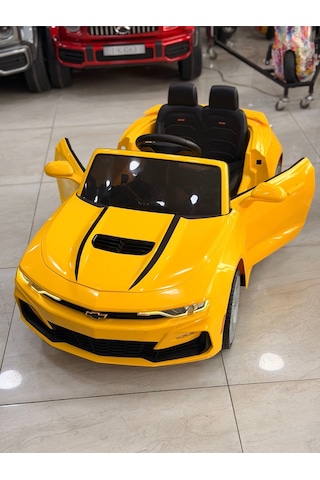 Camaro Akülü Araba İsme Özel Plaka Hediyeli Sarı 12 Volt Uzaktan Kumandalı Sarı