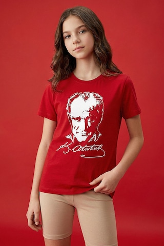 Tommy Life Kırmızı Atatürk Baskılı Unisex T-shirt - 11332 KIrmızı