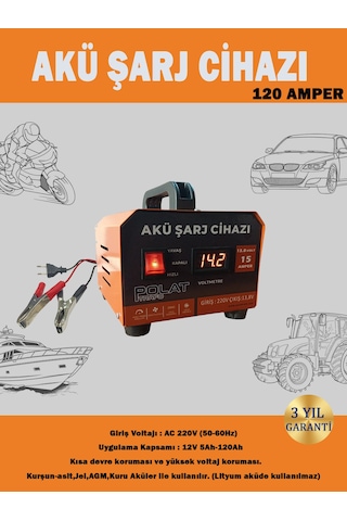 Polat 12 Volt 5-120 Amper Akü Şarj Cihazı Polat 12 Volt 5-120 Amper Akü Şarj Cihazı