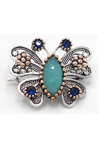 Topaz Taşlı Kelebek Model Telkari Gümüş Kadın Broş 201025415 Gümüş