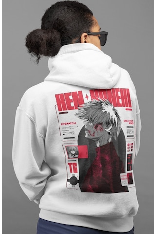 Sevbano Ken Kaneki Tokyo Ghoul Anime Sırt Baskılı Unisex Oversize Penye H beyaz