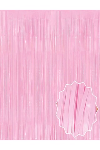 Soft Pembe Püsküllü Kapı Perdesi - Parti, Baby Shower, Cinsiyet Partisi 1x2 M "
