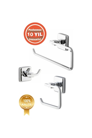 Çelik Banyo Paslanmaz Pirinç Wc 3 ' Lü Set-banyo Aksesuar Kumru Havluluk,tuvalet Kağıtlık,askılık Krom