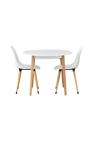 Vilinze Eames Sandalye Avanos Yuvarlak Ahşap Mutfak Masası Takımı - 90x90 Cm Natürel