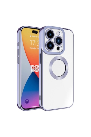 Apple iPhone 15 Pro Max Uyumlu Kamera Korumalı Logo Gösteren Zore Omega Kılıf-lila Lila