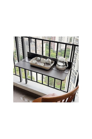 Yüksekliği Ayarlanabilir Balkon Sehpası, Veranda Asma Katlanır Masa, Dış Mekan Çok Fonksiyonlu Masa 60 X 37 Cm / 23,6 X 14,6 İnç Diğer