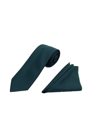 Brianze 7 Cm Lacivert Yeşil Desenli Kravat Mendil Set Lacivert