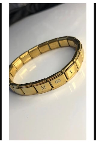 İtalyan Charm Nomi Çelik Bileklik Sarı Kişiye Özel İsim Yazılan S Altın