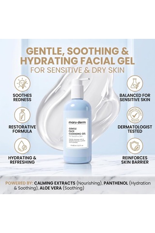 Maruderm Hassas Ve Atopik Ciltler İçin Yüz Yıkama Jeli Nazik Arındırıcı Nem Destekli Temizleyici, Papatya & Aloe Vera İle, 400 Ml