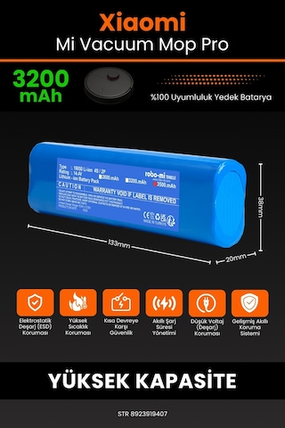 Vacuum Mop Pro Batarya 3200mah Stytj02ym Robot Süpürge Bataryası