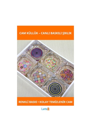 Yuvarlak Renkli Baskılı Dayanıklı Cam Küllük