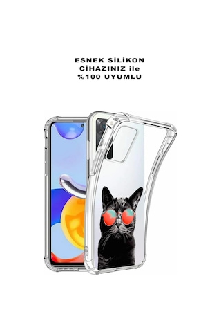 Samsung Galaxy A71 Uyumlu Kedi 3 Baskılı Şeffaf Köşe Korumalı Antişok Kılıf