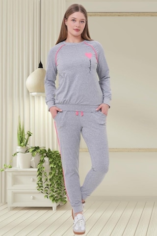 Mecit Pijama Mecit 6200 Bayan Gri Spor Uzun Kollu Pijama Takımı Gri