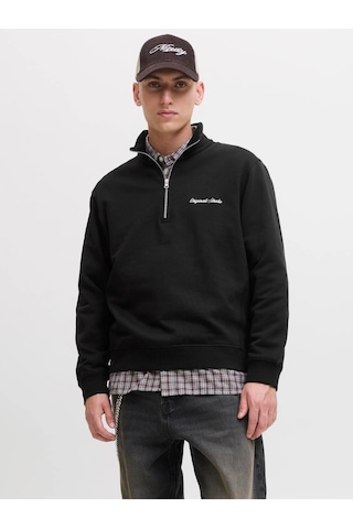 Jack & Jones Jack&jones Jornorrebro Yarım Fermuarlı Dik Yaka Erkek Sweatshirt 12282899 Siyah