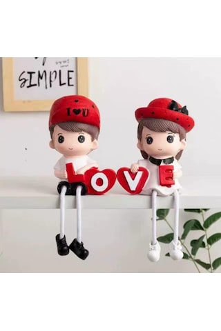 Love Temalı Oturan Çift Biblo Sevimli Reçine Figür Seti Dekoratif Mini Heykelcik Romantik Ev V Sku: Smgstk5f1fb8a55e Açık Altın