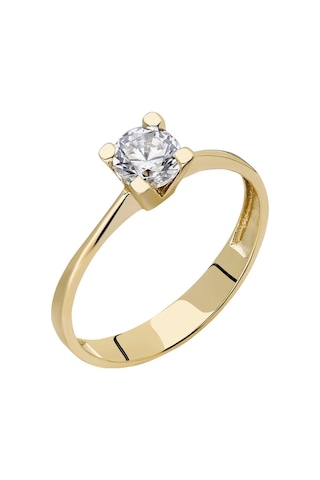 Chavin 0,50 Carat Tek Taş Sarı Altın Yüzük Ep01