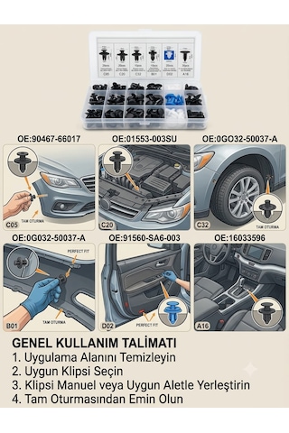 100 Parça Evrensel Oto Tampon Ve Döşeme Klips Seti He26 Plastik Perçin & Sabitleme Pim Kutusu