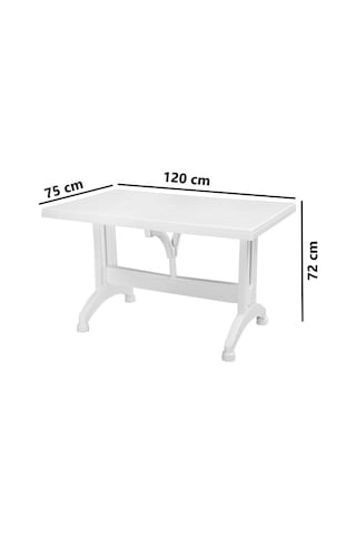 Omnipazar Mt-gf212 Prima Ancora Plastik Dikdörtgen Bahçe Balkon Masa 75x120 Cm Beyaz
