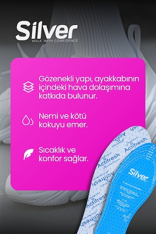 Silver Ter Ve Koku Önleyici Aktif Ferahlık Ayakkabı Tabanlığı 35-45