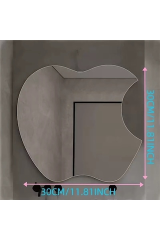 Apple Tasarım Kırılmayan Pleksi Duvar Aynası - 30x30 Cm Modern Dekoratif Ayna Belirtilmemiş