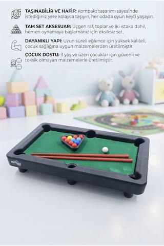 Midi Pool Bilardo Oyunu 2 Istakalı Ve 11 Renkli Toplu Eğitici Ve Eğlenceli Çocuk Bilardo Seti