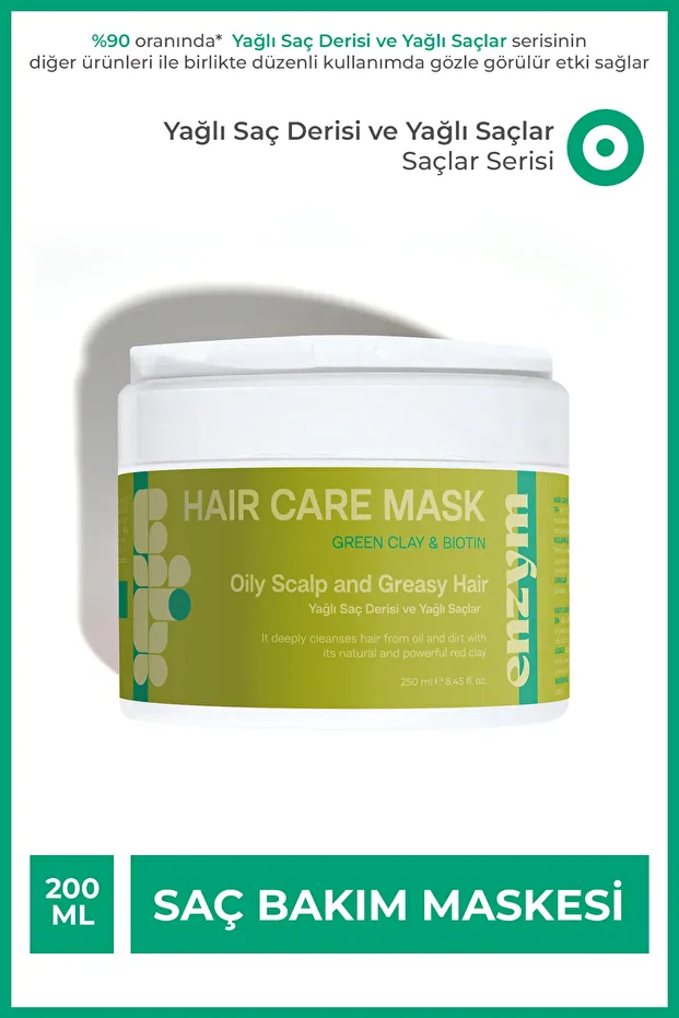 Enzym Cosmetics Yağlı Saç Derisi Ve Yağlı Saçlar İçin Saç Bakım Maskesi 250 Ml