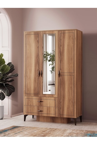 Hazar 3 Kapılı 2 Çekmeceli Gardırop Elbise Dolabı 120x47x200