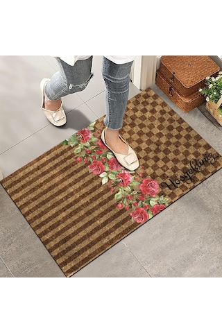 Kapı Önü Paspası - Modern Ve Şık Kapı Paspası Ev, Ofis Ve Dış Mekân Kullanımı İçin Vintage Gül 45x65 Çok Renkli