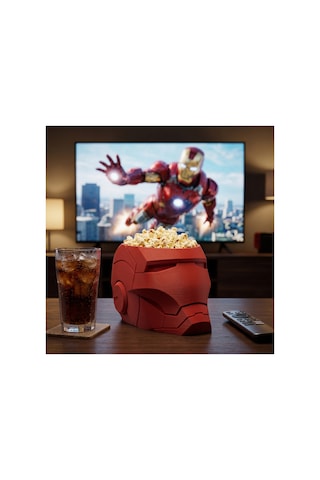 Iron Man Tasarımlı 3d Baskı Kırmızı Patlamış Mısır Kasesi Dekoratif Çerezlik Ve Masaüstü Organizer