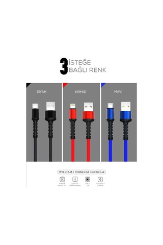 Hasır Kırılmaya Dayanıklı 1M Ls63 Micro Usb Kablo
