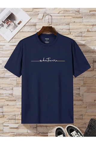 Flood Of Style Erkek Lacivert Whatever Baskılı Oversize