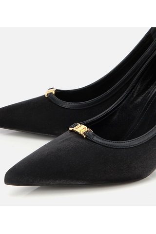 Hotiç Kadın Saten Siyah Gold Detaylı Yüksek Topuklu Stiletto 01ayh314760a100 01ayh314760a100 Siyah