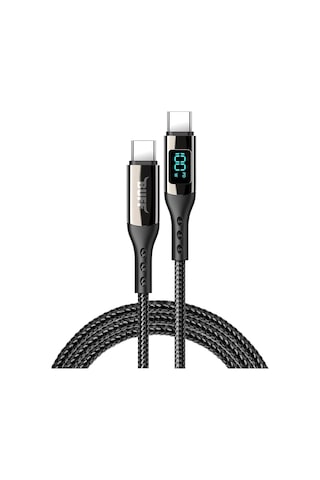 5a Qc4.0 Dijital Led Ekranlı E-mark Çipli Usb Pd Type-c Hızlı Şarj Ve Data Kablosu 1 Metre