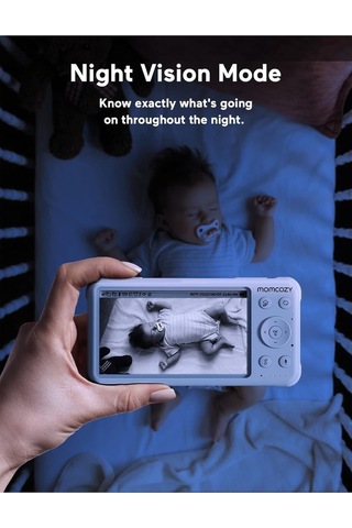 Momcozy 5inc 1080p Bebek Monitörü, 2 Kameralı, Split Ekran, 360 Görüş, Gece Görüşü, 5000mah Kamera Sistemi