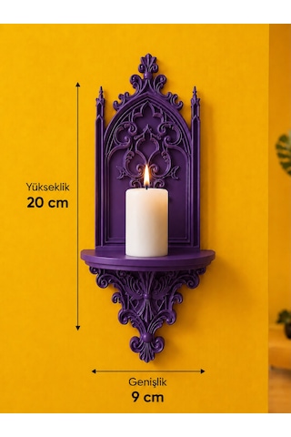 Gotik Katedral Duvar Şamdanlığı Dekoratif Mumluk Duvara Monte Gotik Duvar Dekoru 20x9 Cm Mor Gotik Katedral Duvar Şamdanlığı Dekoratif Mumluk Duvara Monte Gotik Duvar Dekoru 20x9 Cm Mor