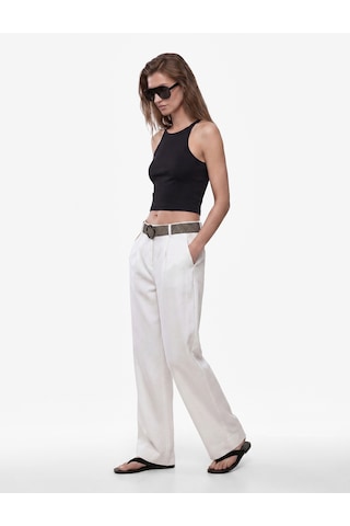 Koton Pamuklu Ribanalı Slim Fit Kolsuz Halter Yaka Crop Top Siyah 6sak10424ek