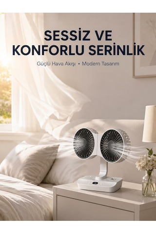 Çift Yöne Hava Üfleyen Masa Ve Duvar Tipi Vantilatör - Lisinya