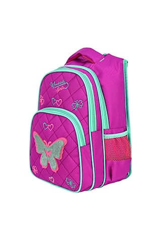WADDELL Lisansı Fuşya Kelebek Desenli Ilkokul Sırt Çantası Ve Beslenme Çantası, Çok Renkli