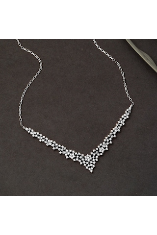 Minimal Tasarım 14 Ayar Beyaz Altın Nişan Seti Stpj34072