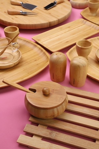 Atbyhome Bambu Vista 6 Kişilik 47 Parça Doğal Bambu Kahvaltı Takımı - Kahvaltı Seti Sunum Seti Bambu