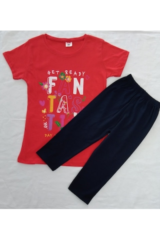 Aybeyce Fantastic Baskılı Kız Çocuk Tshirt-Tayt Takım 9-12 Yaş Kırmızı