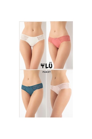 Kadın Dantelli 4'lü Karışık Renk Külot Asorti-3 C3t0n0o408 001