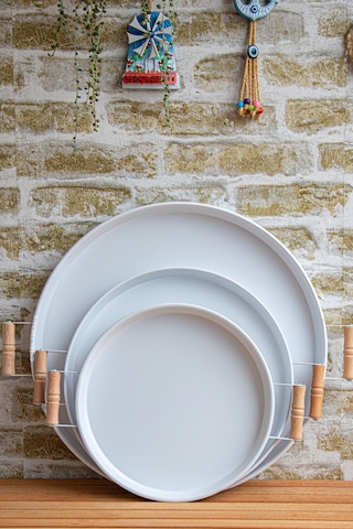 Kitchen Trend Sunum Tepsi Seti 3'lü 45 - 37 - 30 CM Beyaz