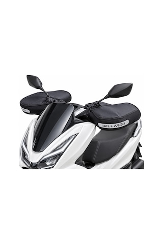 Dellardo Pro Peluşlu Vitesli Motosiklet El Koruma Kılıfı - Reflektörlü Kışlık El Mufu, Su Rüzgar Geçirmez, Pcx Siyah