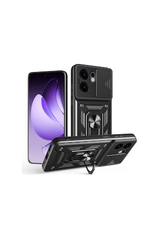 Nihcase Oppo Reno 13f 5g Kılıf Magnetik Standlı Kamera Korumalı Slide Sürgülü Cover Kapak