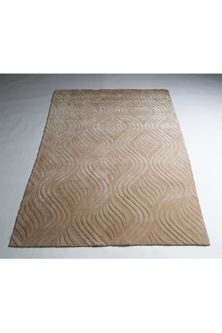 Çam Halı Emboss Jr10 Bej Modern Desen Yeni Zellanda Yünü Ve Viskon El Dokuması Halı - 80x150 Bej