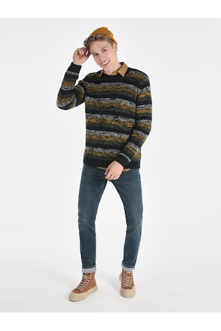 Colins Bisiklet Yaka Çizgili Triko Çok Renkli Erkek Kazak Cl1066280 Çok Renkli