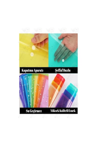 Yeşil A4 Çıtçıtlı Dosya Şeffaf Renkli Zarf Dosya 2 Adet Çıt Çıtlı Dosya Su Geçirmez 100 Yaprak Kapasite