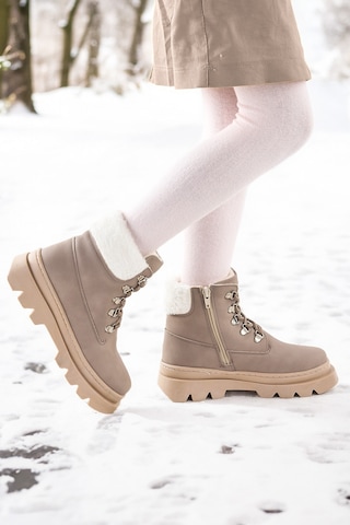 Kiko Kids 500 Günlük Fermuarlı Kız Çocuk Bot Ayakkabı Koyu Gri 001