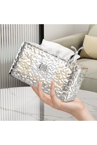 Kosona Ev Ofis Masaüstü Buz Desenli Şeffaf Plastik Mendil Kutusu - Tavşan Desenli, Dayanıklı, Kolay Erişimli Saklama Kutusu